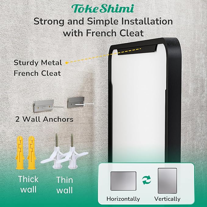 TokeShimi 24x36 Black Bathroom Mirror,Wall Mirror for Bathroom with Tempered Glass,Matte Black Bathroom Vanity Mirror for Over Sink,Seamless Aluminum Framed Mirror(Horizontal/Vertical)
