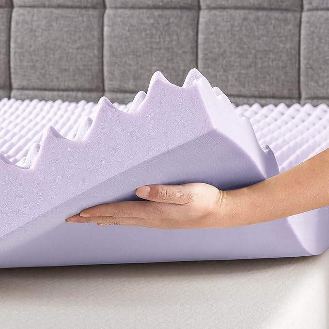 Best Price Mattress 3 Inch Egg Crate Memory Foam Mattress Topper with Soothing Lavender Infusion, CertiPUR-US Certified, Dorm Essentials, King