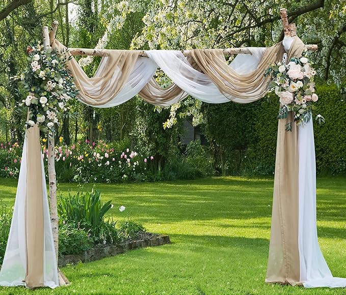 Warm Home Designs 30 Feet Long Sheer Brown Taupe Window Scarf. These XXL Length Valance Window Scarves 54 X 360 Inches in Size. Great as Bed Canopy or Wedding Arch Draping Fabric. AM Taupel 360"