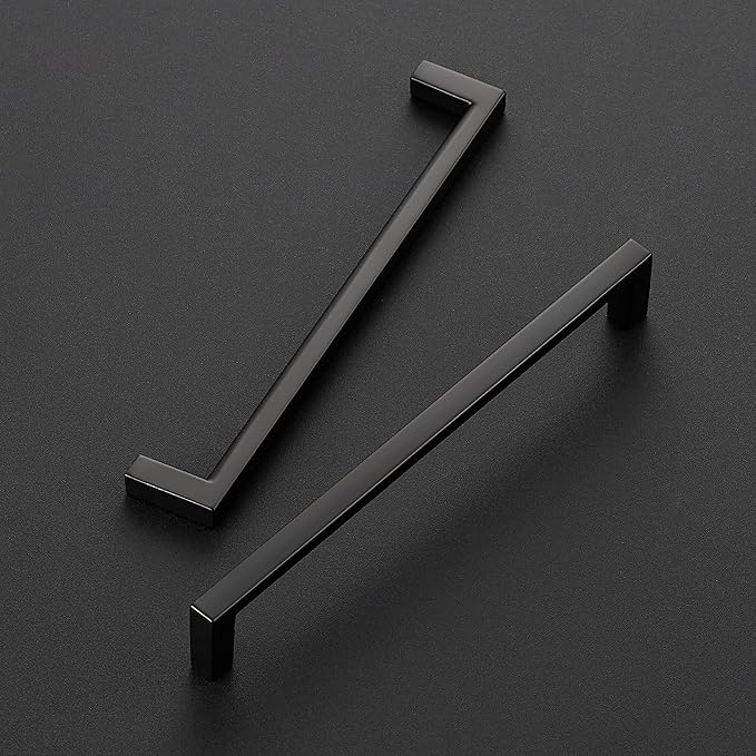 Ravinte 25 Pack Matte Black Cabinet Pulls, 6-1/4 Inch (160mm) Hole Center Slim Kitchen Handles, Square Drawer Pulls for Cabinets & Cupboards, Hardware