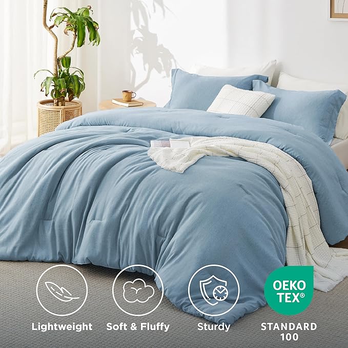 Bedsure California King Comforter Set - Storm Blue Soft Bedding for All Seasons, Cationic Dyed Bed Set, 3 Pieces, 1 California King Size Comforter (104"x96") and 2 Pillow Shams (20"x36"+2")