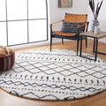 SAFAVIEH Arizona Shag Collection Area Rug - 5'1" Round, Ivory & Slate, Moroccan Design, Non-Shedding, 1.6-inch Thick, Ideal for High Traffic Areas in Living Room, Bedroom (ASG741M-5R)