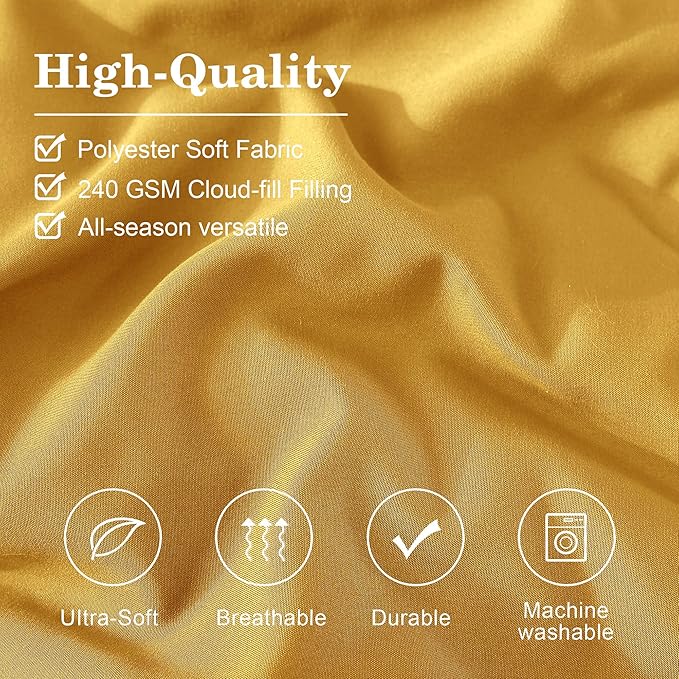 Monbix Full Comforter Set - 7 Pieces Bright Yellow Bed in a Bag Full Size Bedding Sets with Comforters, All Seasons Down Alternative Comforter with Sheets,Pillowcases & Shams