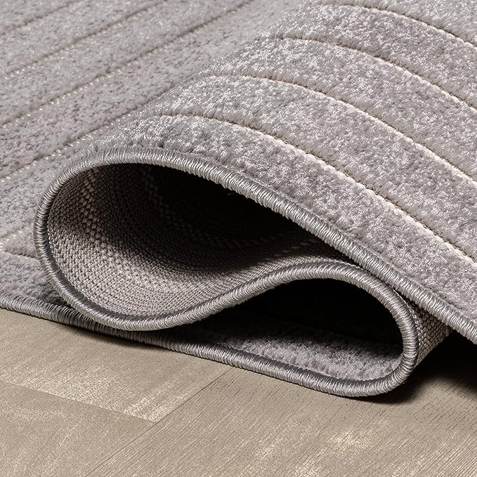 Eyely NCS101B-3 Scandinavian Odense Minimalist Angle Geometric Indoor Area Rug, Modern, Contemporary, Coastal, Bohemian, Bedroom, Kitchen, Living Room, Non Shedding, Gray/Ivory, 3' x 5'