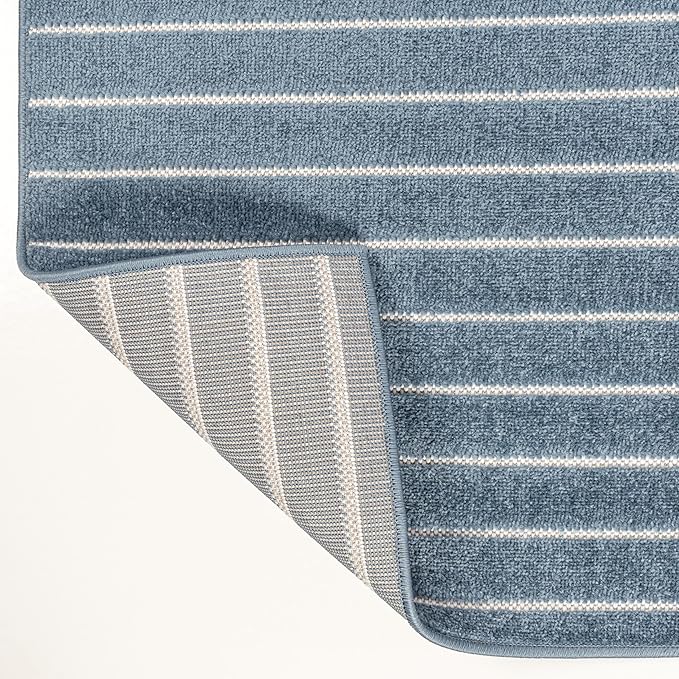 Eyely NCS101D-5 Odense High-Low Minimalist Angle Geometric Dark Blue/Cream 5 ft. x 8 ft. Indoor/Outdoor Area Rug, for Home, Backyard, Patio, Porch, Bedroom, Kitchen, Living Room
