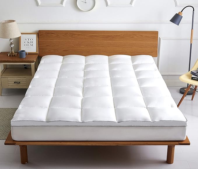 COMFORT BOOST™ Extra Thick, Cooling Mattress Topper — Pillowtop, Down Alternative Mattress Pad with Deep Pockets (8-21" Depth) Fits All Mattress Sizes, Helps Ease Back Pain & Protects — TwinXL