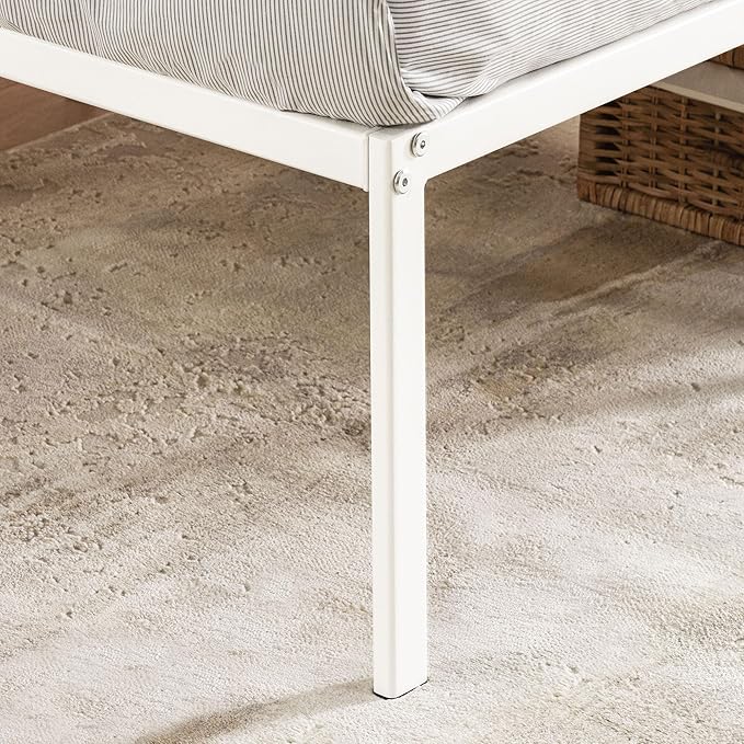 Best Price Mattress 16 Inch Metal Platform Bed Frame, Heavy Duty Steel Slats, White, Full