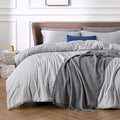 Bedsure Full Comforter Set - Grey Soft Bedding for All Seasons, Cationic Dyed Bed Set, 3 Pieces, 1 Full Size Comforter (82"x86") and 2 Pillow Shams (20"x26"+2")