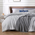 Bedsure Queen Comforter Set - Grey Soft Bedding for All Seasons, Cationic Dyed Bed Set, 3 Pieces, 1 Queen Size Comforter (90"x90") and 2 Pillow Shams (20"x26"+2")