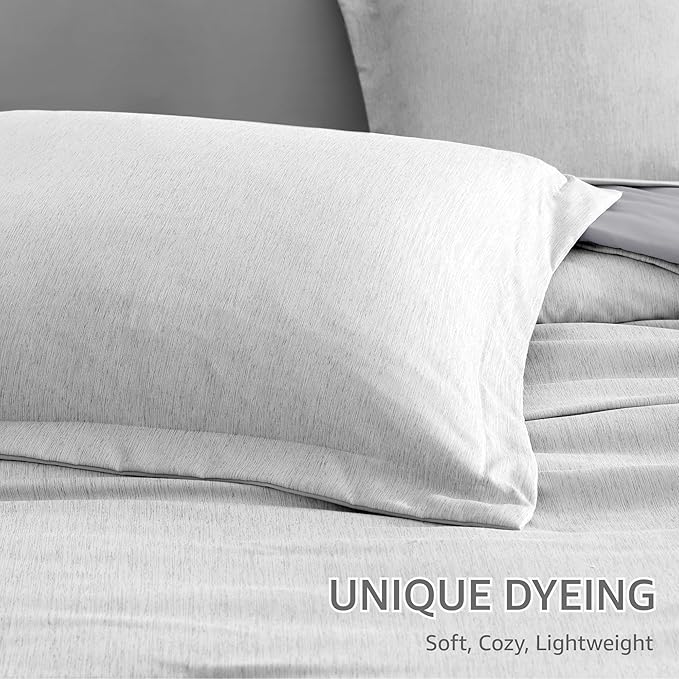 Monbix Full Size Comforter Set, Grey Bedding Comforter for Full Size Bed Set Reversible, Bedding Sets Full 7 Pieces, Cationic Dyeing Bed in a Bag with Comforter, Sheets, Pillowcases & Shams