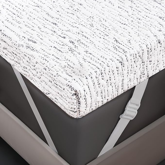 Subrtex Mattress Topper Cover King Size 4 Inch (Only Cover) Mattress Topper Protector Bedding Removable Encasement with Zipper Closure