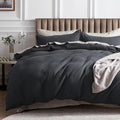 Bedsure Cotton Duvet Cover Queen - 100% Cotton Waffle Weave Charcoal Duvet Cover Queen Size, GentleSoft™ and Breathable Bedding Set for All Season, 3 Pieces, 90"x90"