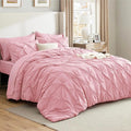 Bedsure Queen Comforter Set Baby Pink - Bed in a Bag Queen Size Bedding 7 Pieces, GentleSoft™ Pintuck Bed Set Gift for Family, Pinch Pleat All Season Comforter with Sheets, Pillowcases & Shams