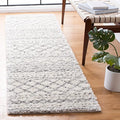 SAFAVIEH Arizona Shag Collection Runner Rug - 2'3" x 6', Ivory & Grey, Moroccan Design, Non-Shedding & Easy Care, 1.6-inch Thick Ideal for High Traffic Areas in Living Room, Bedroom (ASG741F)