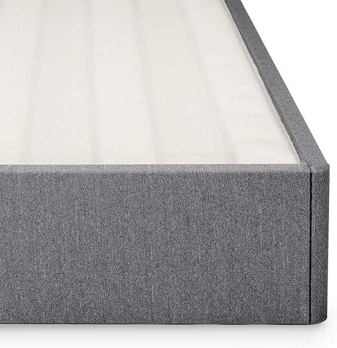ZINUS Upholstered Metal and Wood Box Spring, 7.5 Inch Mattress Foundation, Easy Assembly, Fabric Paneled Design, Queen