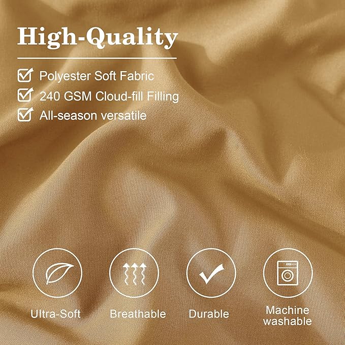 Monbix King Size Comforter Set - 7 Pieces Bed in a Bag King, Desert Yellow Bedding Sets with Comforter, All Seasons Down Alternative Comforter Bed Set with Sheets, Pillowcases & Shams