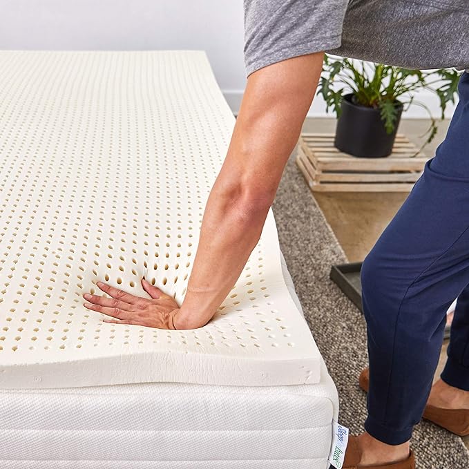 Pure Green Natural Latex Mattress Topper - Medium Firmness - 1 Inch - Queen Size (GOLS Certified Organic)
