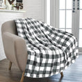 PAVILIA Light Grey Buffalo Plaid Throw Blanket for Couch, Soft Checkered Flannel Fleece Blanket for Sofa, Grey White Plaid Decorative Couch Throw, Warm Cozy All Season Fall Blanket Decor Gift, 60x80
