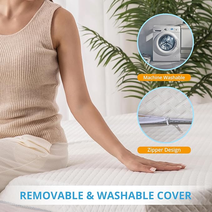 EGO Gel Memory Foam Mattress Topper, 4 Inch Full with Removable Breathable Soft Cover, Cooling Bed Topper for Comfort Body Support & Pressure Relief, CertiPUR-US Certified