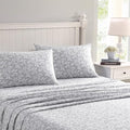 Laura Ashley - Flannel Sheets Twin Size, Anti-Pilling & Wrinkle Resistant Cotton, Touchably Soft for All-Season Comfort - Bed Sheets with Matching Pillowcase & Fitted Sheet (Crestwood Pastel Grey)