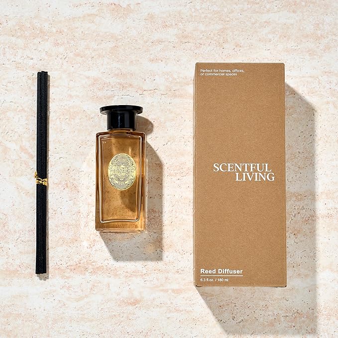 M&SENSE 6.3 oz Large Reed Diffuser Set | Cinnamon Vanilla Scent Oil Diffuser with Sticks | Hotel Collection Non-Toxic Essential Oil |for Bedroom Bathroom Living Room