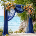 RYB HOME Sheer Curtains Scarf - Long Windows Valance for Living Room Home Decoration for Canopy Bed Ceremony Backdrop Outdoor Indoor Decor, 60 x 216 inches Long Each, 2 Panels, Navy Blue