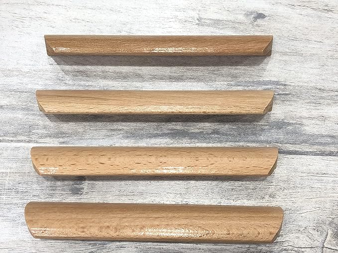 10Pcs 4.84" Wood Solid Furniture Pulls Handles, Painted Smoothly Wooden Handles Cupboard Closet Drawer Handle Pull,Hole Dis.3.78"