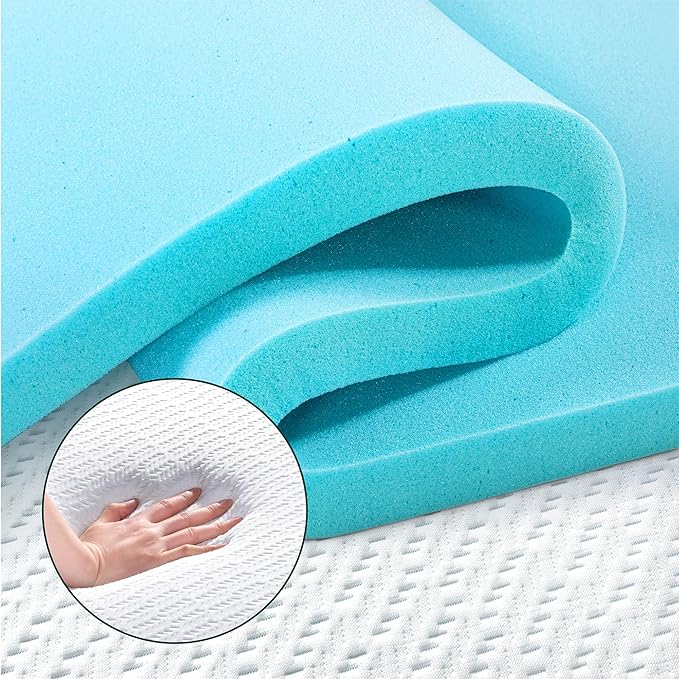 ZINUS 3 Inch Ultra Cooling Gel Memory Foam Mattress Topper with Cooling Cover, CertiPUR-US Certified, Queen, White