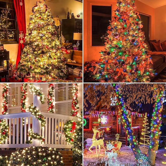 Color Changing Christmas String Lights Outdoor Indoor, 108FT 300 LED Warm White Multi Color Fairy Light, END to END CONNECTABLE, Waterproof Christmas Tree Lights with Timer Remote