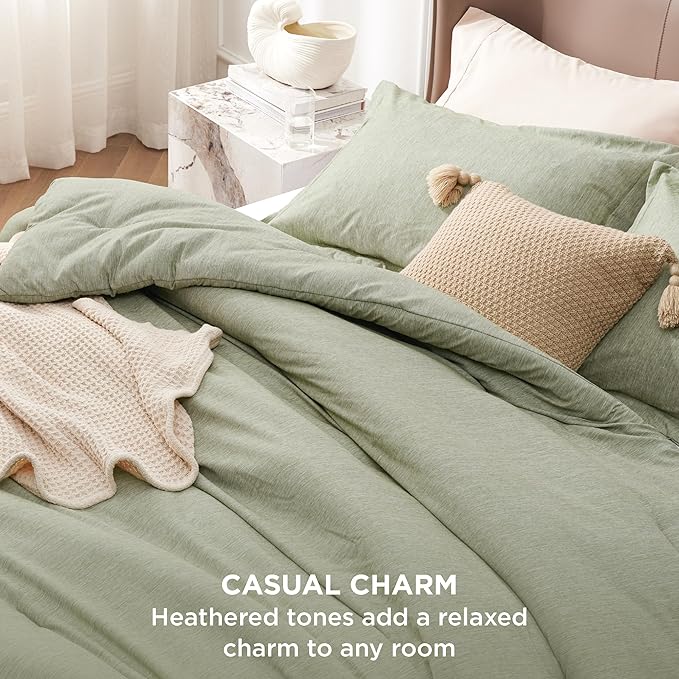 Bedsure Oversized King Comforter Set - Olive Green Soft Bedding for All Seasons, Cationic Dyed Bed Set, 3 Pieces, 1 Oversized King Size Comforter (120"x98") and 2 Pillow Shams (20"x36"+2")