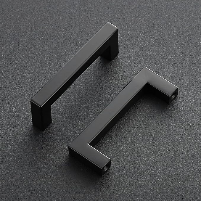 Ravinte 20 Pack 3-1/2 Inch Kitchen Square Cabinet Handles Matte Black Pulls Black Drawer Pulls Kitchen Cabinet Hardware Handles
