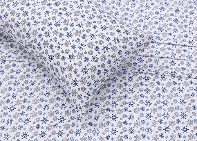 RUVANTI Flannel Sheets King Size - 100% Cotton Brushed King Size Sheets Set - Deep Pockets 16 Inches Bed Sheets - All Seasons Breathable & Extra Soft - Warm & Cozy, 4 Piece, Snow Flake Grey