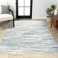 JONATHAN Y Speer Abstract Linear Stripe Gray/Blue Indoor Area Rug, 5x8, Contemporary, Rustic, Easy-Cleaning for Living Room, Bedroom, Kitchen, Pet Friendly, Non-Shedding (LUX106A-5)