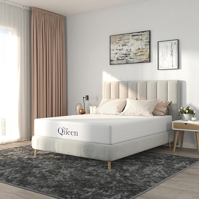 NapQueen Queen Mattress, 8 Inch Charcoal Memory Foam, CertiPUR-US Certified, Breathable Soft Fabric Cover