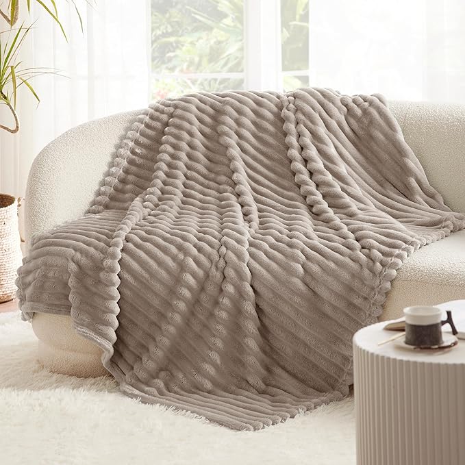 Bedsure GentleSoft Mocha Meringue Fleece Blanket for Couch - Cozy Soft Blankets for Women, Cute Small Throws for Girls, 50x70 Inches