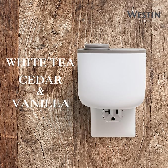 Westin Mini Home Diffuser & Fragrance Refill | Authentic White Tea Scent | Luxury Hotel Diffuser | Up to 300 Hours | Notes of White Tea, Cedar, Vanilla | Waterless Fragrance Plug-in Wall Diffusers