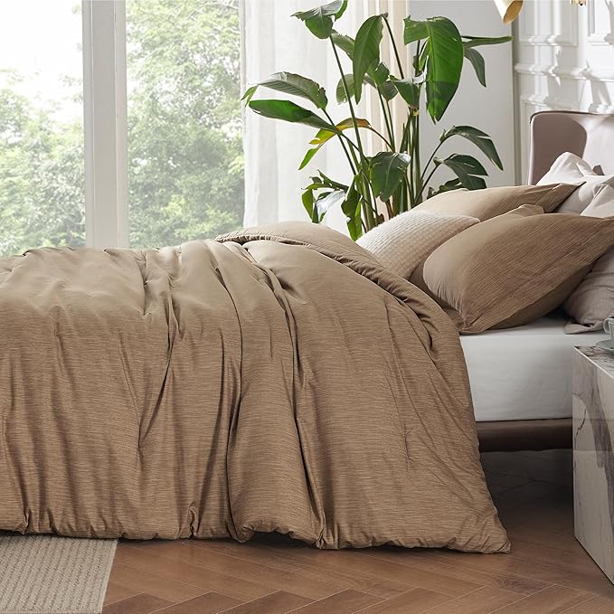Bedsure Full Comforter Set - Brown Soft Bedding for All Seasons, Cationic Dyed Bed Set, 3 Pieces, 1 Full Size Comforter (82"x86") and 2 Pillow Shams (20"x26"+2")