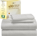 California Design Den Queen Sheet Set - 400 Thread Count Sateen, Natural 100% Cotton Sheet Set Queen Size, Deep Pocket Cooling and Durable Bedding - Taupish-Sage Crosshatch