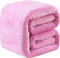 Fleece Queen Size Summer Blanket All Season 350GSM Lightweight Throw for The Bed Extra Soft Brush Fabric Winter Warm Sofa Blanket 90" x 90"(Pink Queen)