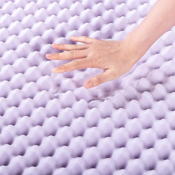 Best Price Mattress 4 Inch Egg Crate Memory Foam Mattress Topper with Soothing Lavender Infusion, CertiPUR-US Certified, Dorm Essentials, Twin