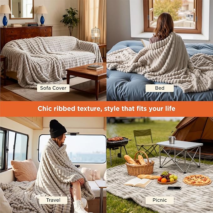 Bedsure GentleSoft Fleece Bed Blankets Full Size - Cozy Soft Blankets for Women, Cute Small Throws for Girls, Linen, 84x90 Inches