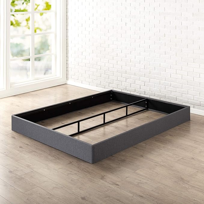 ZINUS Upholstered Metal and Wood Box Spring, 7.5 Inch Mattress Foundation, Easy Assembly, Fabric Paneled Design, Queen