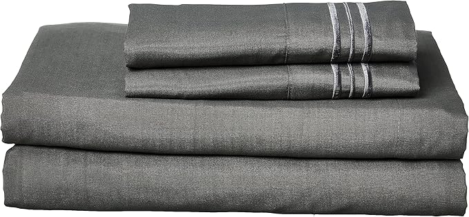 Queen Size Bed Sheets - Breathable Luxury Sheets with Full Elastic & Secure Corner Straps Built In - 1800 Supreme Collection Extra Soft Deep Pocket Bedding, Sheet Set, EXTRA DEEP pocket - Queen, Gray