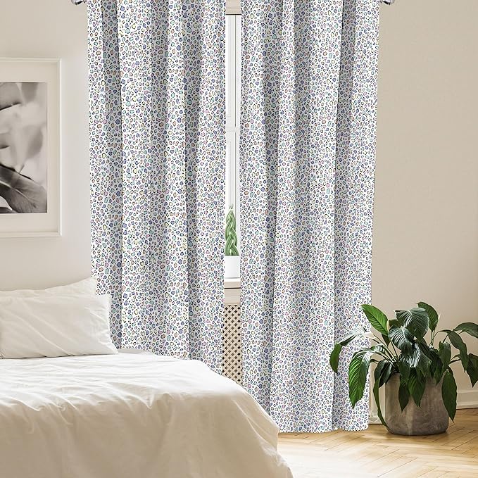 Ambesonne Leopard Print Curtains, Modernized Animal Skin Elements in Pastel Memphis Style Colors Pattern Print, Window Treatments 2 Panel Set for Living Room Bedroom, Pair of - 28" x 95", Grey Black