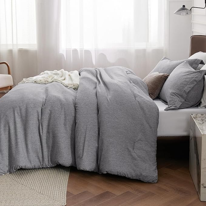 Bedsure Full Comforter Set - Dark Grey Soft Bedding for All Seasons, Cationic Dyed Bed Set, 3 Pieces, 1 Full Size Comforter (82"x86") and 2 Pillow Shams (20"x26"+2")