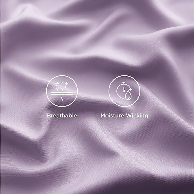 Bedsure Full Size Bed Sheets, Cooling Sheets, Rayon Derived from Bamboo, Breathable & Soft, Deep Pocket Up to 16 Inches, Hotel Luxury Silky Bedding for Hot Sleepers, Lilac