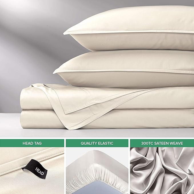 Full Sheets by Pure Bamboo, Genuine 100% Organic Viscose Derived from Bamboo Bed Sheet Set, Luxuriously Soft & Cooling, Double Stitching, Lifetime Quality Promise (Full, Ivory)