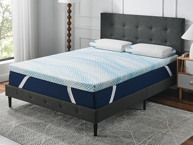 Roost Sleep Cool Cloud Supreme 3 Inch Gel Memory Foam King Mattress Topper – Cooling, Ventilated Design for Back and Pressure Relief