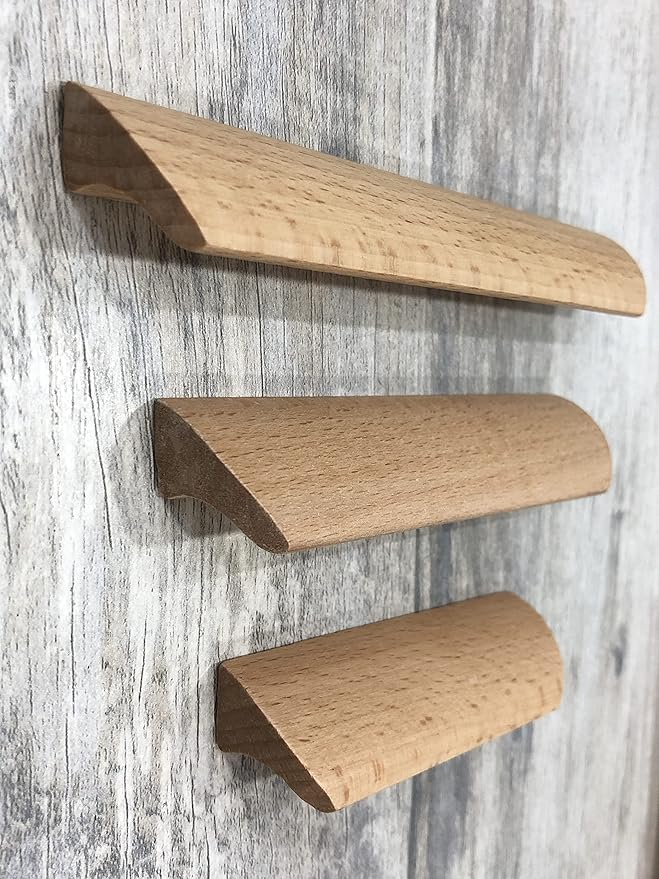10Pcs Unfinished Wood Solid Furniture Pulls Handles,Unfinished Unpainted Paintable Wooden Handles Cupboard Closet Drawer Handle Pull,Length 4.84",Hole Dis.3.78"