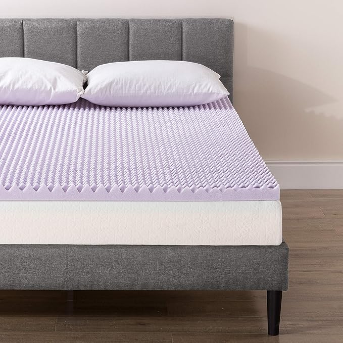 Best Price Mattress 2 Inch Egg Crate Memory Foam Mattress Topper with Soothing Lavender Infusion, CertiPUR-US Certified, Dorm Essentials, King